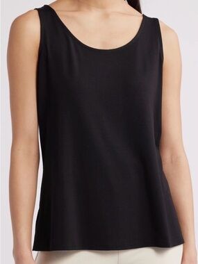 Eileen Fisher Black Stretch Crepe Tank / Shell Top XS